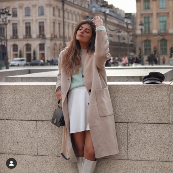 Zara Patch Pocket Wool Blend Coat - Picture 3 of 12